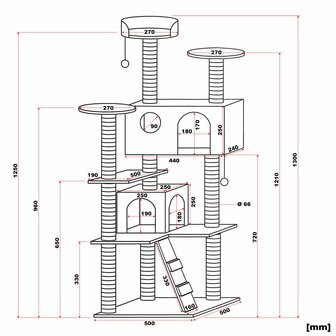 Krabpaal Tower grijs 130cm