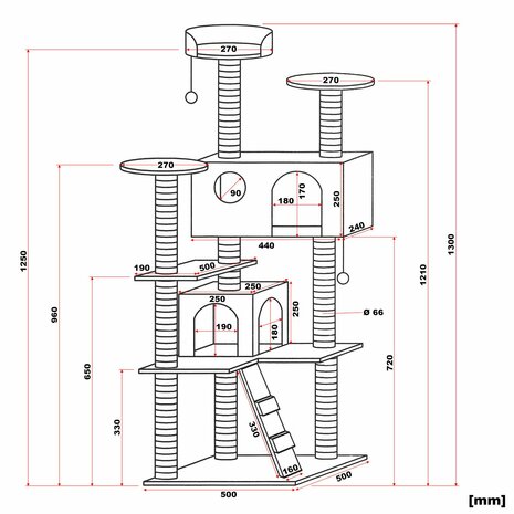 Krabpaal Tower grijs 130cm